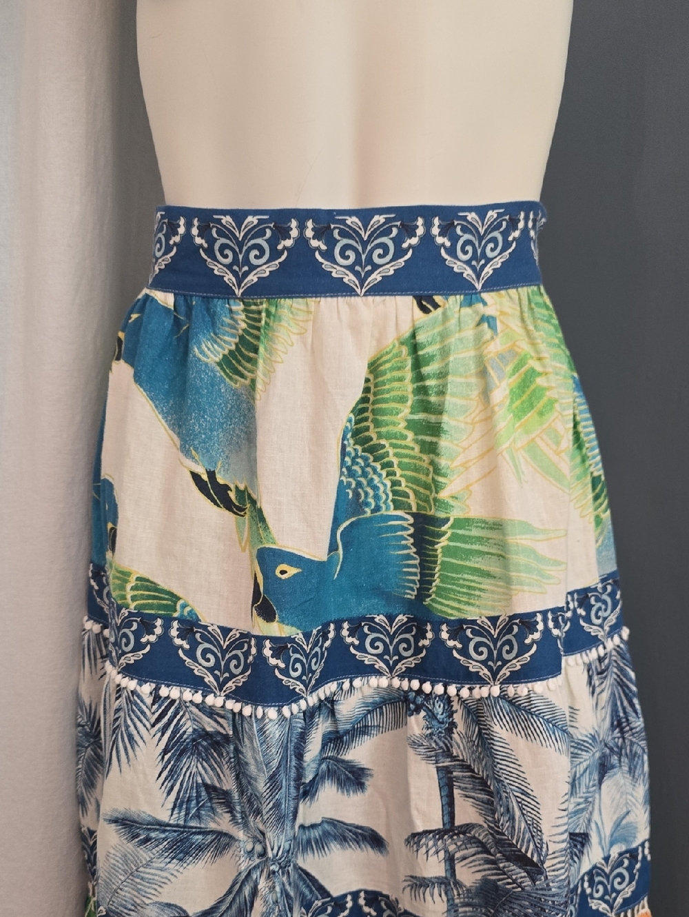 New With Tags FARM RIO tiered maxi  linen  blend skirt Sz M - Picture 3 of 13